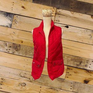 Quilted Vest New Directions Womens Red Pockets Zip Up Lined Mock Neck Large